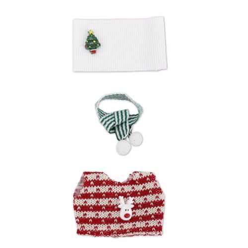 17cm Puppenkleidungsset, Süßes Puppen Weihnachtsoutfit Inklusive Kleidung Mütze Schal Plüsch Weihnachtskostüm und Zubehör zum Ausstellen und Spielen von Fukaisu