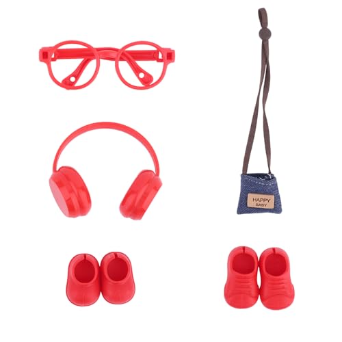 5stk Puppenzubehör Set für 15-17cm Puppen, Enthält Kopfhörer Brille Schuhe und Stofftasche Modische Kleidung Outfit Zubehör für Puppenausstellung und Spiel (Keine Puppen) von Fukaisu
