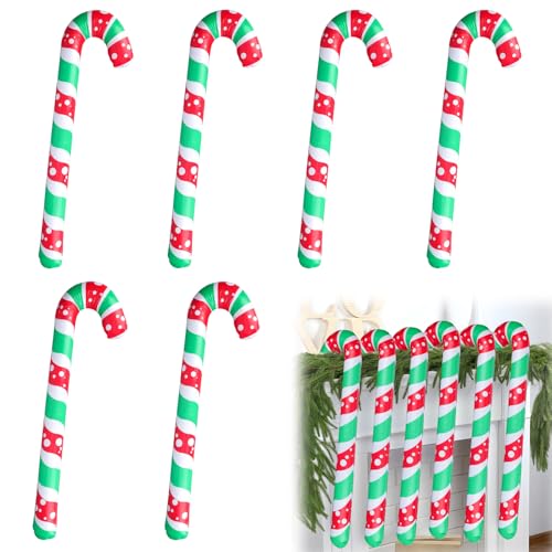 6stk Aufblasbare Zuckerstange, 90cm Große Weihnachts-Zuckerstangen-Luftballons Als Weihnachtsdekoration für Drinnen und Draußen Weihnachtsbaumdekoration Partyzubehör von Fukaisu
