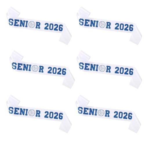 Fukaisu 6 Stück Senior 2026 Satin Schärpen mit 6 Metallnadeln, Volleyball Abschlussfeier Deko Klassen Wettbewerb Schärpen für Abschluss Party Zubehör von Fukaisu