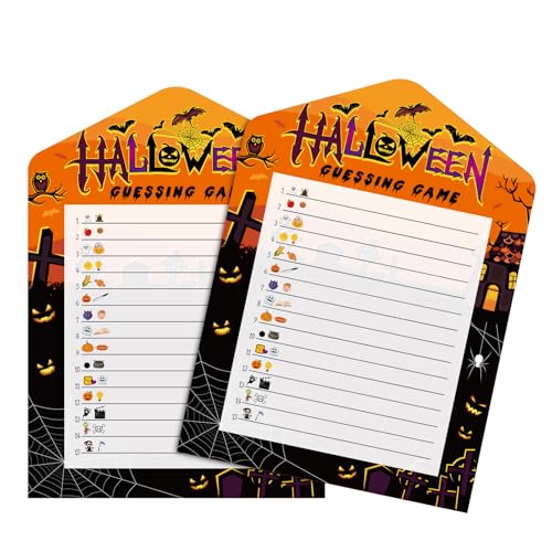 Halloween-Ratespiele, Lustiges Halloween-Worträtsel 25 Spielkarten und 1 Antwortkarte Kreatives Partyzubehör für Erwachsene und Kinder (Stil 2) von Fukaisu
