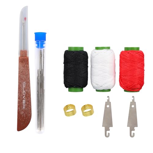 Näh Werkzeug Set, Enthält 2 Nadel Einfädler, Naht Auftrenner, 3 Fäden, 2 Fingerhüte, 25 Nadeln Nähset Geschenke Reparatur Werkzeug für Anfänger Handwerk Zuhause Polster Kleidung Stickerei von Fukaisu