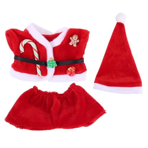 Weihnachtskleidung Puppe 17cm, Inklusive Spitzer Mütze Oberteile Shorts Rot-Weißem Kawaii Puppen Weihnachtsoutfit(Nur Kleidung) von Fukaisu