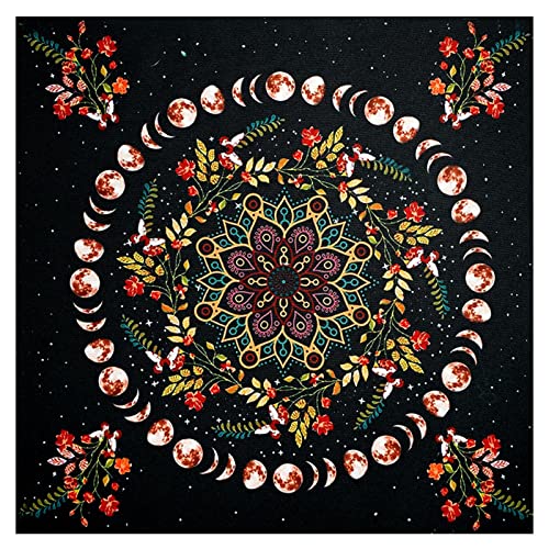 Altar Tarot Tischdecke, Mondphasen Und Blumenmuster Tuch Tisch, Für Tarot Liebhaber, Psychologen, Zauberer, 60x60 cm, Premium Flanell Altar Tarot Tischdecke, Mondphasen Und Blumenmuster Tuch Tisch, Für Tarot Liebhaber, Psychologen, Zauberer, 60x60 cm, Premium Flanell von Fukamou
