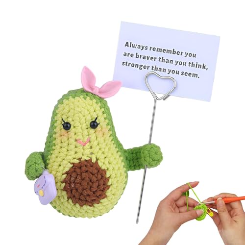 Fukamou Avocado-Häkelpaket für Anfänger,Häkelpaket für Anfänger-Kinder-Avocado,Avocado Buntes Garn zum Häkeln - Lustiges, entzückendes Häkelset mit positiver Karte für Heimbastelarbeiten, von Fukamou