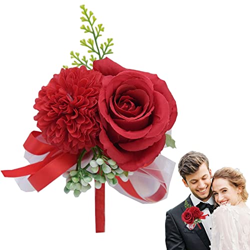 Fukamou Künstliche Blume Rosen Boutonniere, Hochzeit Trauzeugen Boutonniere, Künstliche Rose Im Knopfloch Für Beste Männer Bräutigam Trauzeugen von Fukamou