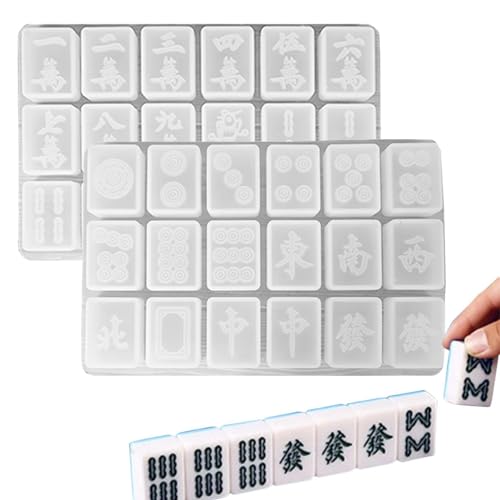Fukamou Mahjong Harzform,Chinesische Mahjong-Epoxidharz-Gießform, 2 Silikonformen Für Bastelprojekte, Mahjong-Spielset, Mahjong-Ornamente von Fukamou
