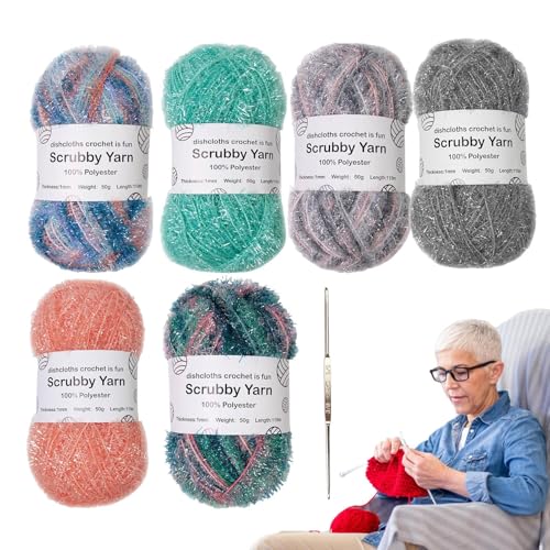 Fukamou Scrubby-Garn, Scrubby-Garn Zum Häkeln,Verschiedene Farben Scrubby-Sortiment - Scrubby-Polyestergarn, Exquisites Häkel-Webgarn -Für Badetücher, Lumpen Fukamou Scrubby-Garn, Scrubby-Garn Zum Häkeln,Verschiedene Farben Scrubby-Sortiment - Scrubby-Polyestergarn, Exquisites Häkel-Webgarn -Für Badetücher, Lumpen von Fukamou