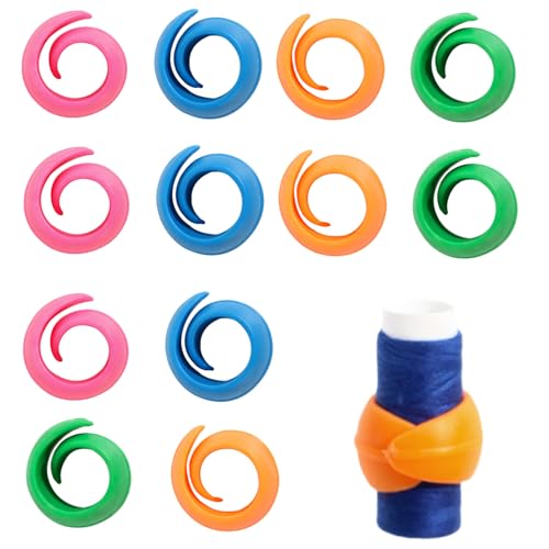 Fukamou Stickgarn-Spulenhalter, Garnspulen-Sparer | 12X Bobbin Spool Huggers -Nähen - Silikon-Spulenklammern, Stickmaschinen-Garn-Organizer Für Nähgarnspulen von Fukamou