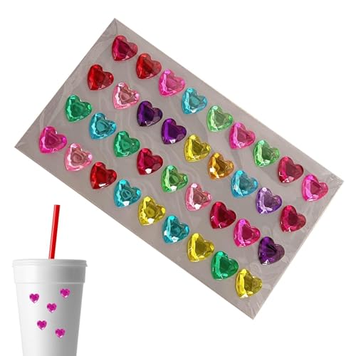 Fukamou Strass-Aufkleber - Edelstein-Sticker Strasssteine zum Basteln,Acryl-Bling-Herz-Juwelen-Aufkleber, Bunte- Edelsteine, Handwerk, Dekorative Strass-Aufkleber, Fukamou Strass-Aufkleber - Edelstein-Sticker Strasssteine zum Basteln,Acryl-Bling-Herz-Juwelen-Aufkleber, Bunte- Edelsteine, Handwerk, Dekorative Strass-Aufkleber, von Fukamou