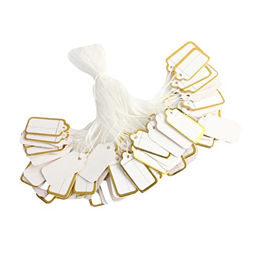 Preisschilder, 100 Stück Anhänger Etiketten, Flohmarkt Preisschilder, Mit Elastischer Aufhänge Schnur Für Kleidung Schmuck Display Preisschilder, 100 Stück Anhänger Etiketten, Flohmarkt Preisschilder, Mit Elastischer Aufhänge Schnur Für Kleidung Schmuck Display von Fukamou