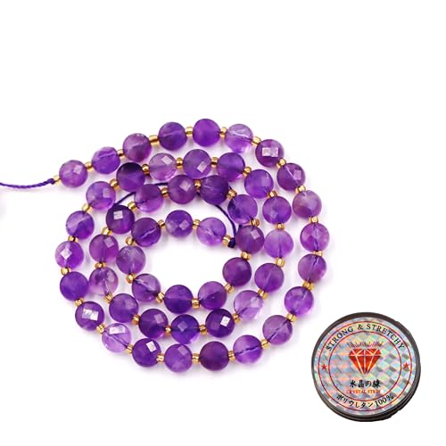 Edelsteinperlen für die Schmuckherstellung, Naturstein facettierte flache runde Perlen Amethyst A 6mm Edelsteinperlen für die Schmuckherstellung, Naturstein facettierte flache runde Perlen Amethyst A 6mm von Fukugems