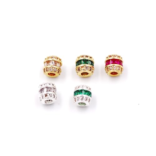 Fukugems Ausgezeichnete Qualität Cubic Zirkonia Abstandsperlen für die Schmuckherstellung, Rohrperlen für Halsketten Armbänder Herstellung 6 * 6mm silver-white von Fukugems