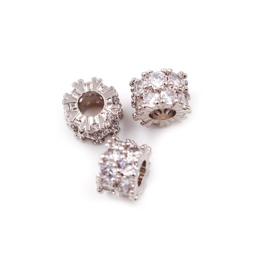 Fukugems Ausgezeichnete Qualität Cubic Zirkonia Abstandsperlen für die Schmuckherstellung 8.5 * 6mm white gold von Fukugems