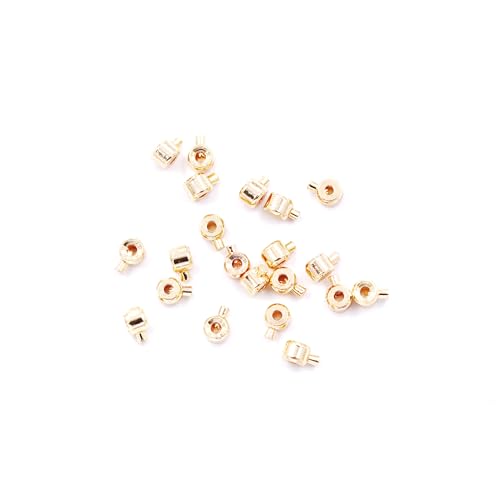 Fukugems Ausgezeichnete Qualität Schmuck Accesory 100 Stück Crimpperlen für Schmuck machen, Armbänder und Halskette schließen Artefakt 3.5mm=1mm Loch 14K Gold von Fukugems