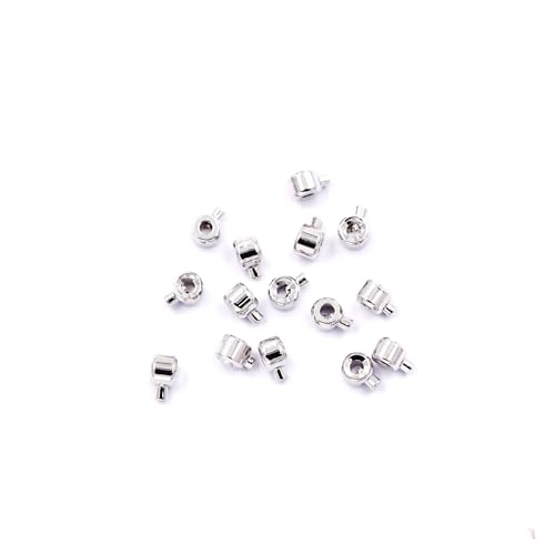 Fukugems Ausgezeichnete Qualität Schmuck Accesory 100 Stück Crimpperlen für Schmuck machen, Armbänder und Halskette schließen Artefakt 3.5mm=1mm Loch White Gold von Fukugems