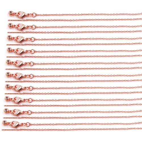 Fukugems Ausgezeichnete Qualität Schmuckzubehör Ketten für Schmuck Halskette Herstellung, O Kette mit allmächtigem Verschluss 1.4mm*45cm rose gold von Fukugems