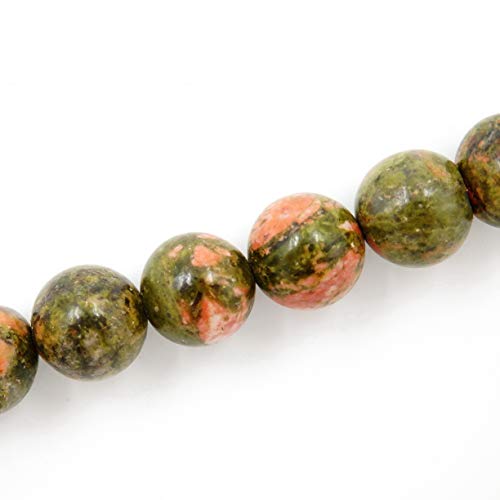 Fukugems Edelstein-Perlen für die Schmuckherstellung, 5 Strähnen innen, Unakit, 8 mm von Fukugems