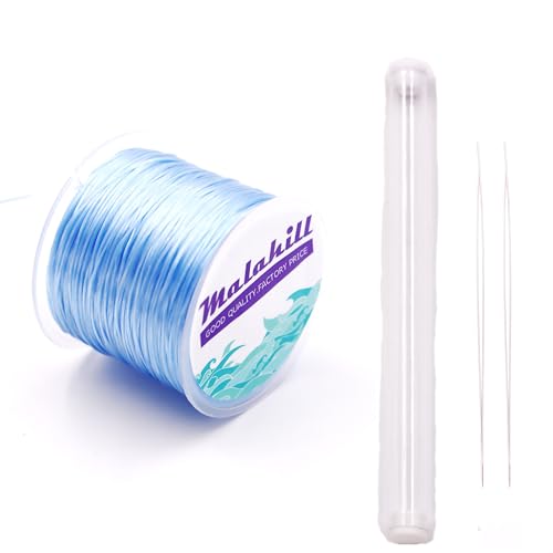 Fukugems Elastische Perlenschnur für Armband, dehnbarer Faden für die Schmuckherstellung, Flache elastische Schnur mit 2-teiligen Perlennadeln Light Blue Fukugems Elastische Perlenschnur für Armband, dehnbarer Faden für die Schmuckherstellung, Flache elastische Schnur mit 2-teiligen Perlennadeln Light Blue von Fukugems