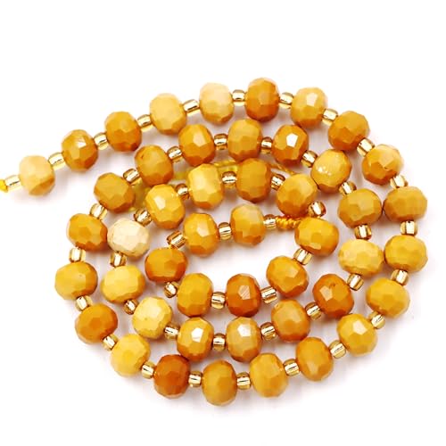 Fukugems Großhandel Natursteinperlen für Armbänder Halsketten verkauft pro Tasche 5-Stränge und eine Rollschnur innen facettierte Septum Yellow mookaite 8mm von Fukugems