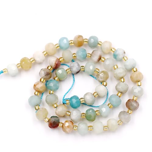 Fukugems Großhandel Natursteinperlen für Armbänder Halsketten verkauft pro Tasche 5-Stränge und eine Rollschnur innen facettierte Septum mix-color amazonite 8mm von Fukugems
