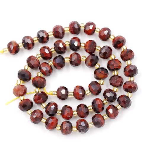Fukugems Großhandel Natursteinperlen für Armbänder Halsketten verkauft pro Tasche 5-Stränge und eine Rollschnur innen facettierte Septum red tiger's eye 8mm von Fukugems