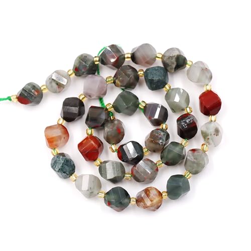 Fukugems Großhandel Natursteinperlen für DIY Schmuck Herstellung verkauft pro Tasche 5-Stränge und eine Rollschnur innen facettierte S-Form African Bloodstone 8mm von Fukugems