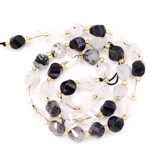 Fukugems Großhandel Natursteinperlen für DIY Schmuck Herstellung verkauft pro Tasche 5-Stränge und eine Rollschnur innen facettierte S-Form Black Rutilated Quartz 8mm Fukugems Großhandel Natursteinperlen für DIY Schmuck Herstellung verkauft pro Tasche 5-Stränge und eine Rollschnur innen facettierte S-Form Black Rutilated Quartz 8mm von Fukugems