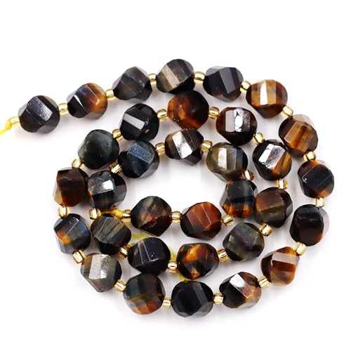 Fukugems Großhandel Natursteinperlen für DIY Schmuck Herstellung verkauft pro Tasche 5-Stränge und eine Rollschnur innen facettierte S-Form Dark Tiger's Eye 8mm von Fukugems