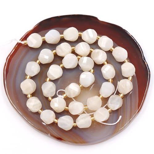 Fukugems Großhandel Natursteinperlen für DIY Schmuck Herstellung verkauft pro Tasche 5-Stränge und eine Rollschnur innen facettierte S-Form moonstone A 8mm von Fukugems