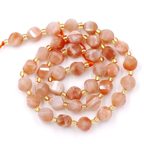 Fukugems Großhandel Natursteinperlen für DIY Schmuck Herstellung verkauft pro Tasche 5-Stränge und eine Rollschnur innen facettierte S-Form Orange Moonstone 8mm von Fukugems