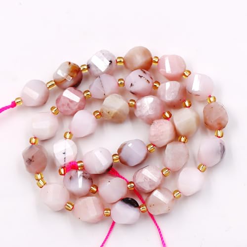 Fukugems Großhandel Natursteinperlen für DIY Schmuck Herstellung verkauft pro Tasche 5-Stränge und eine Rollschnur innen facettierte S-Form Pink Opal AB 8mm von Fukugems