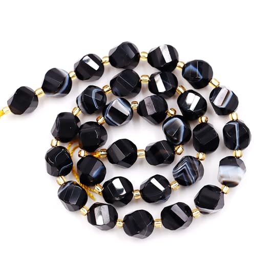 Fukugems Großhandel Natursteinperlen für DIY Schmuck Herstellung verkauft pro Tasche 5-Stränge und eine Rollschnur innen facettierte S-Form Stripe Onyx 8mm von Fukugems