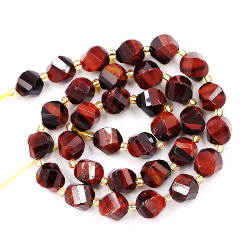 Fukugems Großhandel Natursteinperlen für DIY Schmuck Herstellung verkauft pro Tasche 5-Stränge und eine Rollschnur innen facettierte S-Form red tiger's eye 10mm von Fukugems