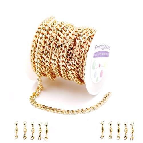 Fukugems Ketten für Halskette Armbänder DIY, Edelstahl Halskette Ketten für Schmuck Herstellung, Cuban Chain Gold 5mm Fukugems Ketten für Halskette Armbänder DIY, Edelstahl Halskette Ketten für Schmuck Herstellung, Cuban Chain Gold 5mm von Fukugems