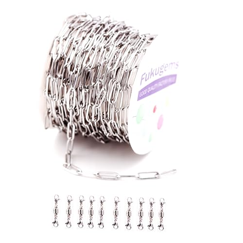 Fukugems Ketten für Halskette Armbänder DIY, Edelstahl Halskette Ketten für Schmuck Herstellung, Paperclip Chain White Gold 4mm Fukugems Ketten für Halskette Armbänder DIY, Edelstahl Halskette Ketten für Schmuck Herstellung, Paperclip Chain White Gold 4mm von Fukugems