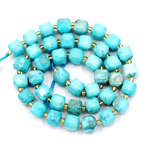 Fukugems Naturstein perlen für schmuckherstellung, verkauft pro Bag 5 Stränge Innen, facettierter Würfel Blue Howlite Turquoise 8mm Fukugems Naturstein perlen für schmuckherstellung, verkauft pro Bag 5 Stränge Innen, facettierter Würfel Blue Howlite Turquoise 8mm von Fukugems