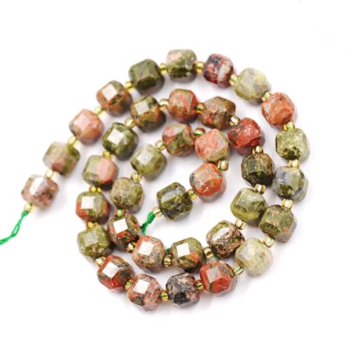 Fukugems Naturstein perlen für schmuckherstellung, verkauft pro Bag 5 Stränge Innen, facettierter Würfel Unakite 8mm von Fukugems