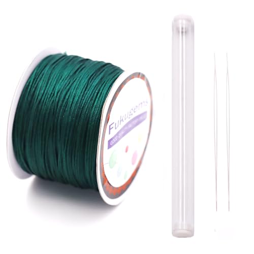 Fukugems Perlenschnur für Halskette, Faden für die Schmuckherstellung, chinesische Knotenschnur, inelastische Schnur für Armband, Cord #71 Blackish Green Fukugems Perlenschnur für Halskette, Faden für die Schmuckherstellung, chinesische Knotenschnur, inelastische Schnur für Armband, Cord #71 Blackish Green von Fukugems