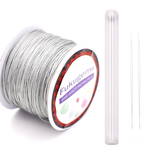Fukugems Perlenschnur für Halskette, Faden für die Schmuckherstellung, chinesische Knotenschnur, inelastische Schnur für Armband, Cord #71 Silver Grey Fukugems Perlenschnur für Halskette, Faden für die Schmuckherstellung, chinesische Knotenschnur, inelastische Schnur für Armband, Cord #71 Silver Grey von Fukugems