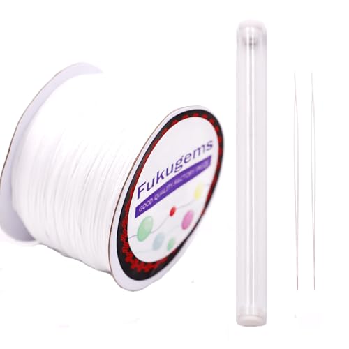 Fukugems Perlenschnur für Halskette, Faden für die Schmuckherstellung, chinesische Knotenschnur, inelastische Schnur für Armband, Cord #71 White von Fukugems