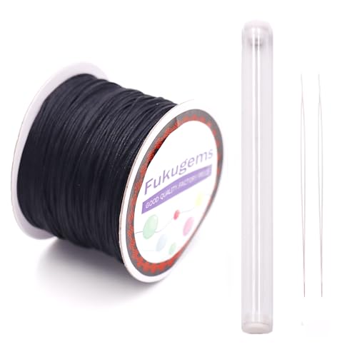 Fukugems Perlenschnur für Halskette, Faden für die Schmuckherstellung, chinesische Knotenschnur, inelastische Schnur für Armband, Cord #72 Black von Fukugems