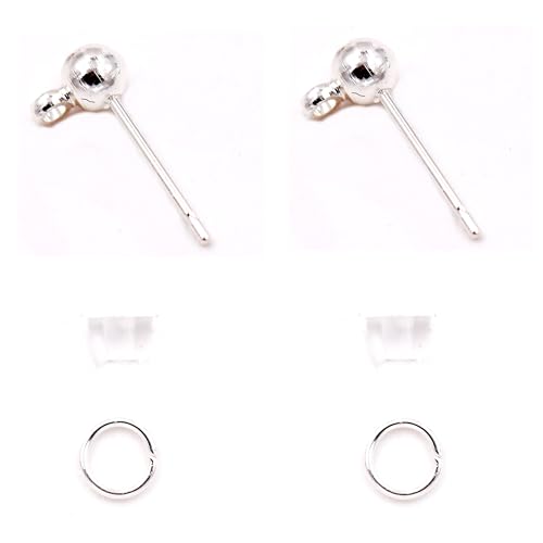 Fukumems Ausgezeichnete Qualität Ohrring Findings für die Schmuckherstellung, 100 pcs/50 Paare Ball Post Ohrring Stud mit Ohrring Backs Silver von Fukugems