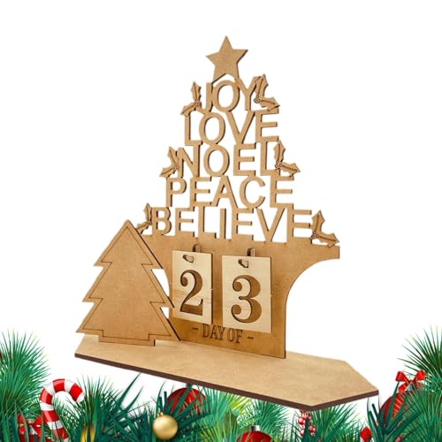 Adventskalender aus Holz in Hausform, Countdown Adventskalender aus Holz | Schreibtischdekorationen mit Weihnachtskalender in Hausform 2025 | Deko von Fulenyi