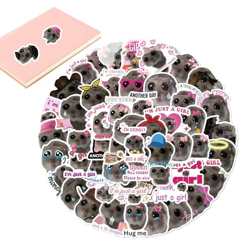 Aufkleber für weinende Hamster, traurige Hamster-Meme, Aufkleber für traurige Hamster, niedliches Meme, ästhetischer Aufkleber für weibliche Hamster, niedlich, 56 x Skateboard von Fulenyi