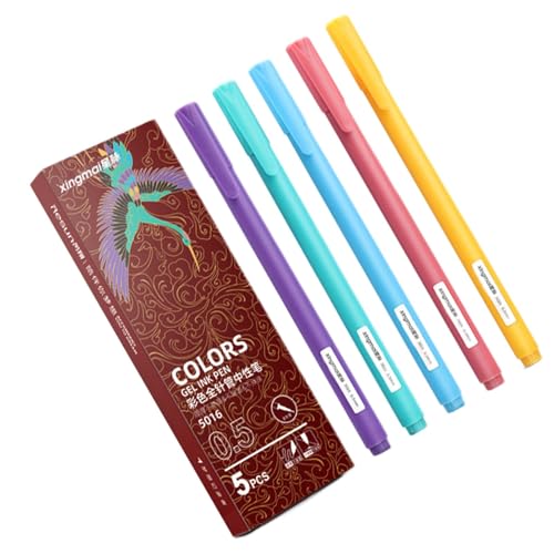 Bunte Schreibstifte, weiche und bunte Schreibstifte, 5-farbige Gelmarker, schnelltrocknender Zeichenstift für Kinder, Kugelschreiber von Fulenyi