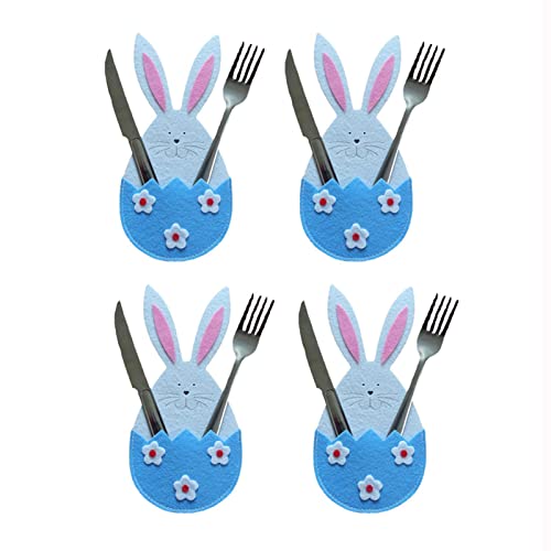 Fulenyi 8 Stück Osterhasen Bestecktaschen Besteckbeutel Besteckhalter Filz Hochzeitsdeko Tischdeko für Ostern Hochzeit Party von Fulenyi