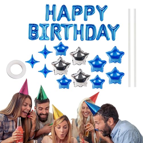 Fulenyi Alles Gute zum Geburtstag-Hintergrund, alles Gute zum Geburtstag-Schild - Geburtstagsparty-Luftballons,Aufblasbare Partydekoration, Geburtstagsparty-Buchstaben und Sterne-Schild für Kinder, von Fulenyi