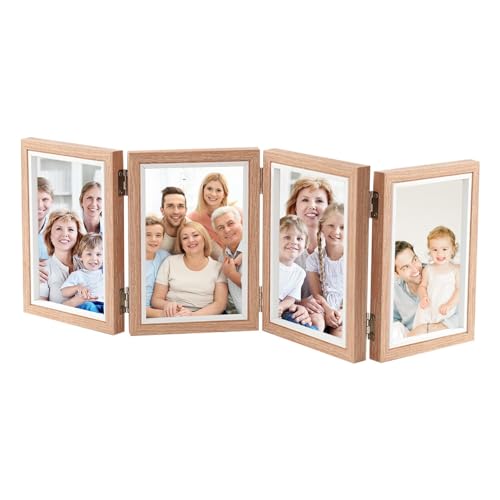 Fulenyi Bilderrahmen, rustikaler Bilderrahmen mit vertikalen Scharnieren, Collage für Familienbilder aus Holz, Klapprahmen mit dreifachem Scharnier, 4 x 6 cm, für Hotelrestaurant zu Hause von Fulenyi