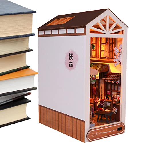 Fulenyi Book Nook Kit - After The Rain Buchecken-Set, -Buchecke, Bücherregal-Einsatz, Dekor-Gasse, Buchstützen, Modellbau, Kreativitätsset mit LED-Licht von Fulenyi